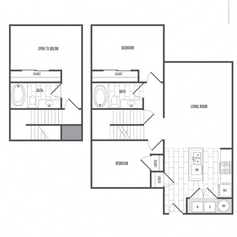 Floor plan for 3 beds, 2 baths, 1249 sqft